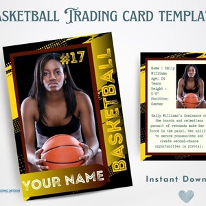 Basketball Trading Card Template | Trading Card Template | Canva Template | Editable Trading Card | Basketball Card
