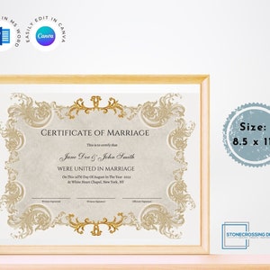 Editable Certificate of Marriage Template. Marriage License. Printable ...