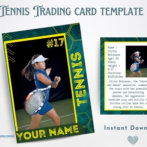 Tennis Trading Card Template | Trading Card Template | Canva Template | Editable Trading Card | Tennis Card