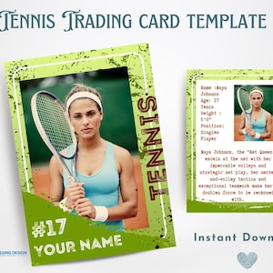 Tennis Trading Card Template | Trading Card Template | Canva Template | Editable Trading Card | Tennis Card