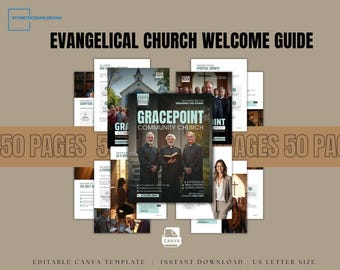 Evangelical Church Welcome Guide | 50-Page New Member Packet (Canva Template)