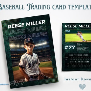 Modello di carta collezionabile di baseball per ragazzi / Modello di carta collezionabile / Modello Canva / Carta collezionabile modificabile / Carta di baseball per ragazzi