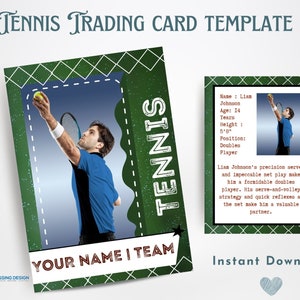 Tennis Trading Card Template | Trading Card Template | Canva Template | Editable Trading Card | Tennis Card