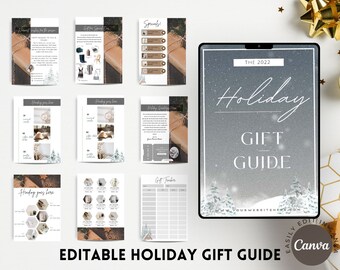 10-Page Christmas Gift Guide Canva Template | Editable Canva Christmas Gift Guide | Digital Christmas List | Holiday Gift Guide Template
