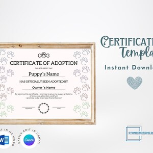 Editable Certificate of Adoption Template. Adoption Certificate ...