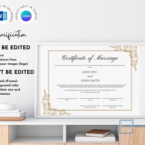 Editable Certificate of Marriage Template. Marriage License. Printable ...