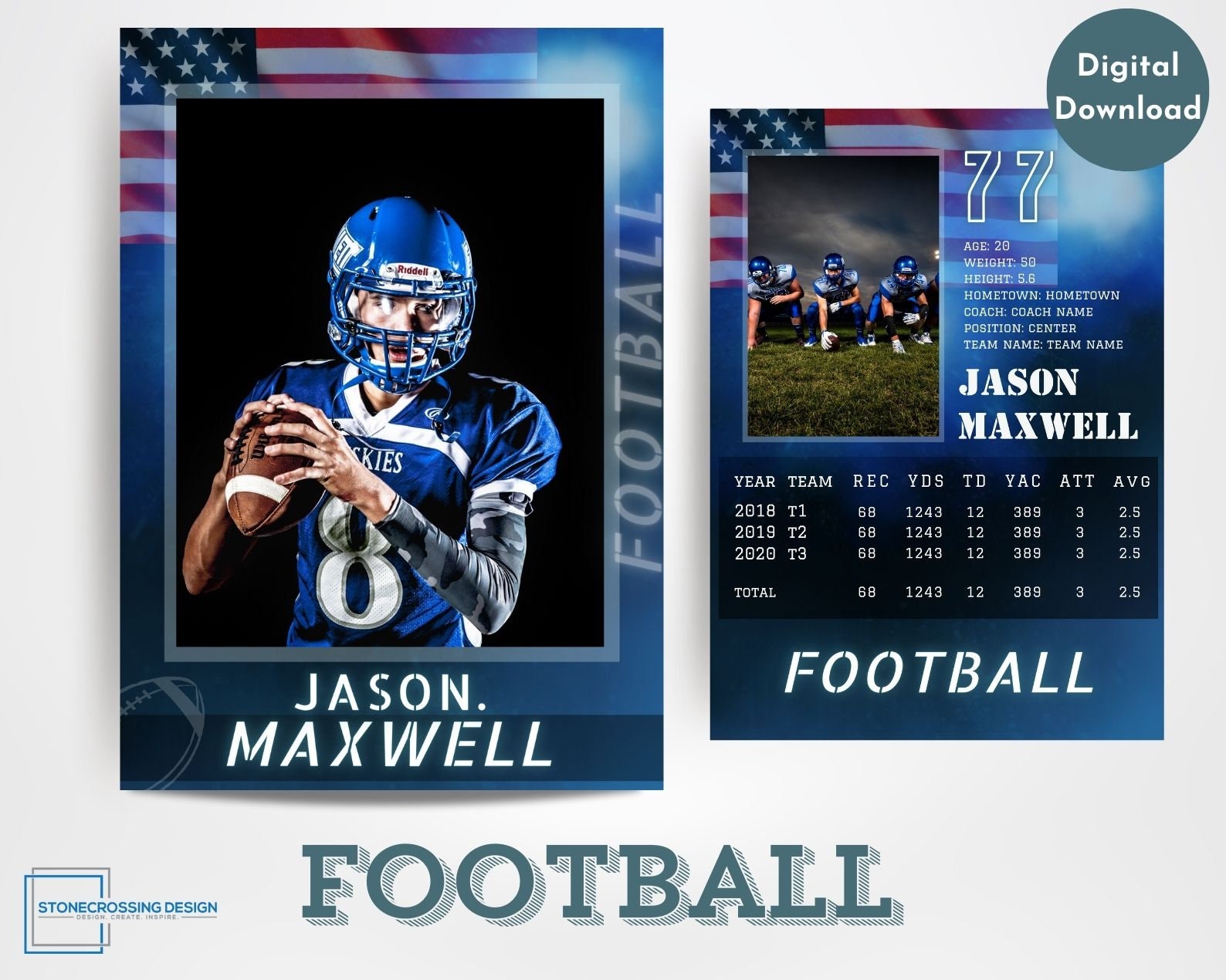 Football Trading Card Template Trading Card Template Canva Template Football Trading Card Template Trading Card Template Canva Template