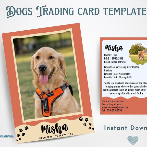 Dog Trading Card Template | Trading Card Template | Canva Template | Editable Trading Card | Dog Card