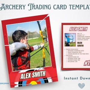 Plantilla de tarjeta comercial de tiro con arco para niños / Plantilla de tarjeta comercial / Plantilla Canva / Tarjeta comercial editable / Tarjeta de tiro con arco para niños