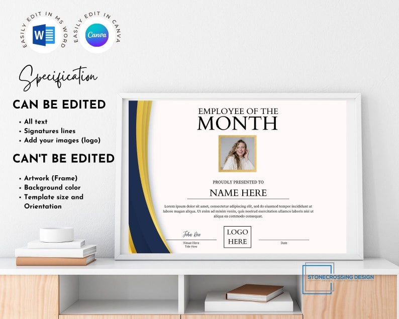 Editable Employee of the Month Certificate Template. Award Template ...