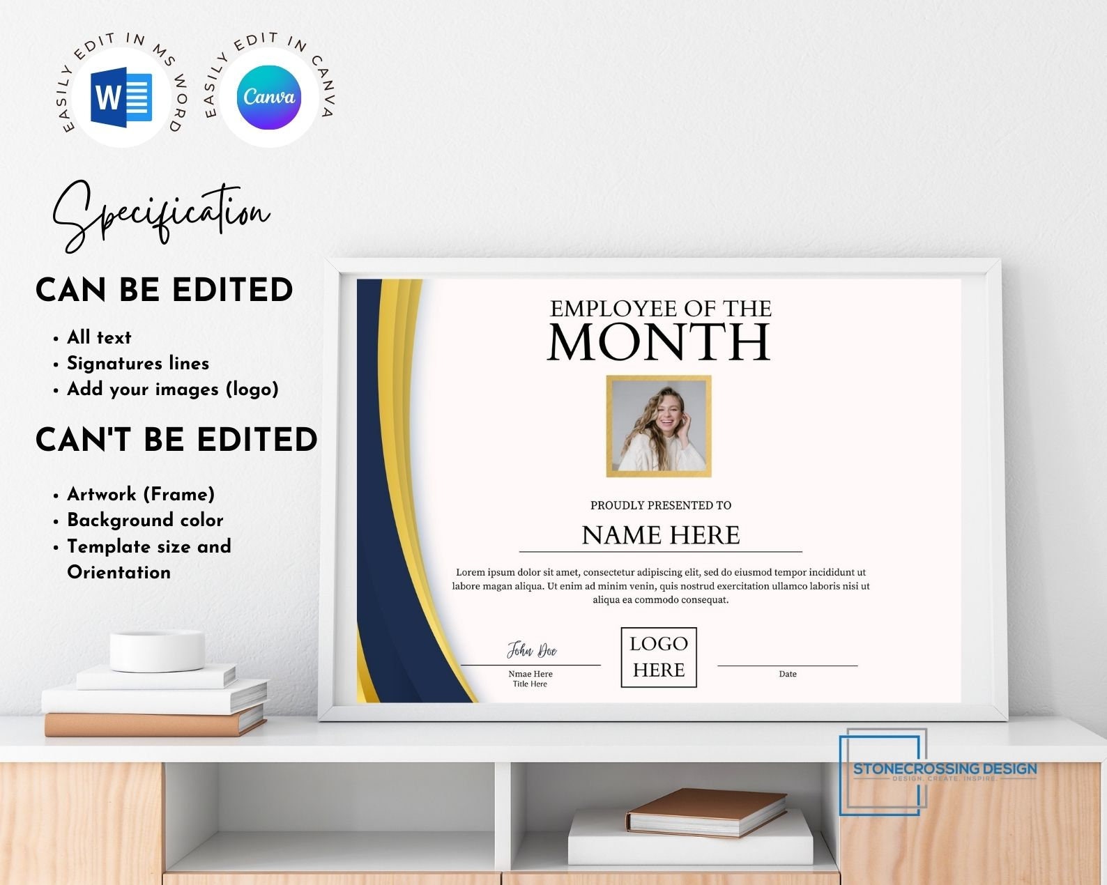 Editable Employee of the Month Certificate Template. Award Template ...