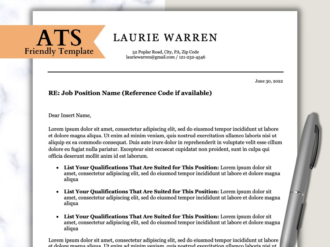 ATS Friendly Cover Letter Template for Mac and Google Docs 2023 ATS Friendly Cover Letter Template for Mac and Google Docs 2023