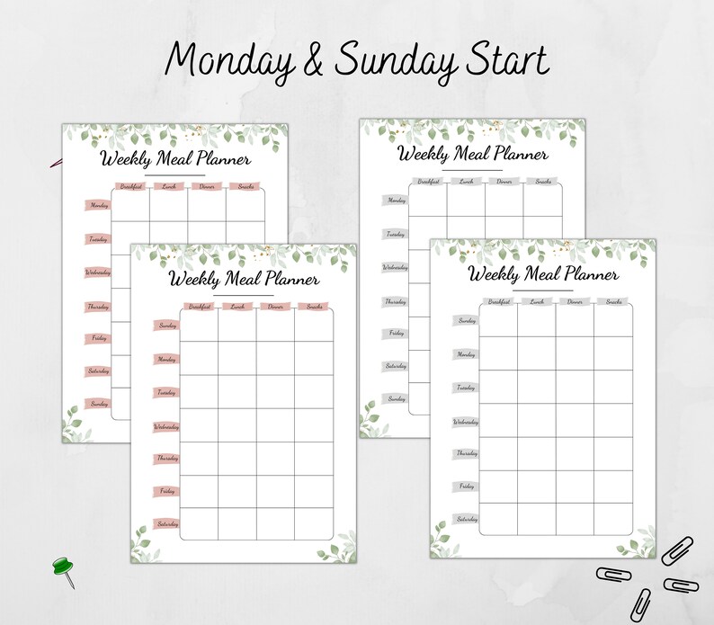 Printable Weekly Meal Planner & Grocery List (A5 A4 Letter) (PDF) - Etsy