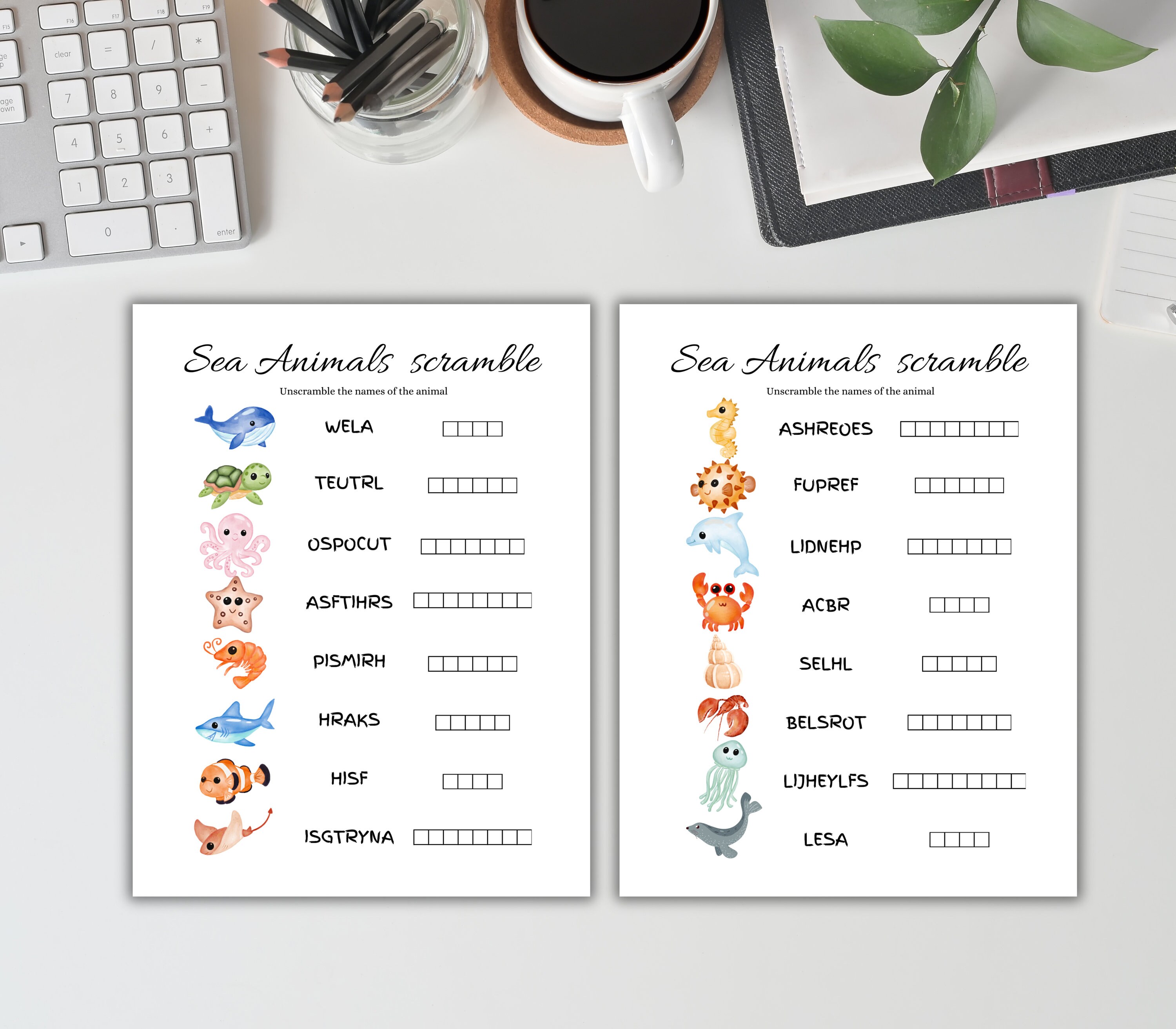 Printable Sea Animals Learning Bundle: Kids Activities (PDF) - Etsy