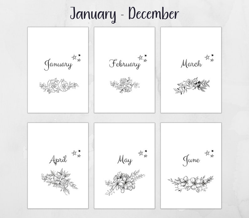 Printable Monthly Planner Dashboards: Floral Journal Dividers (PDF) - Etsy