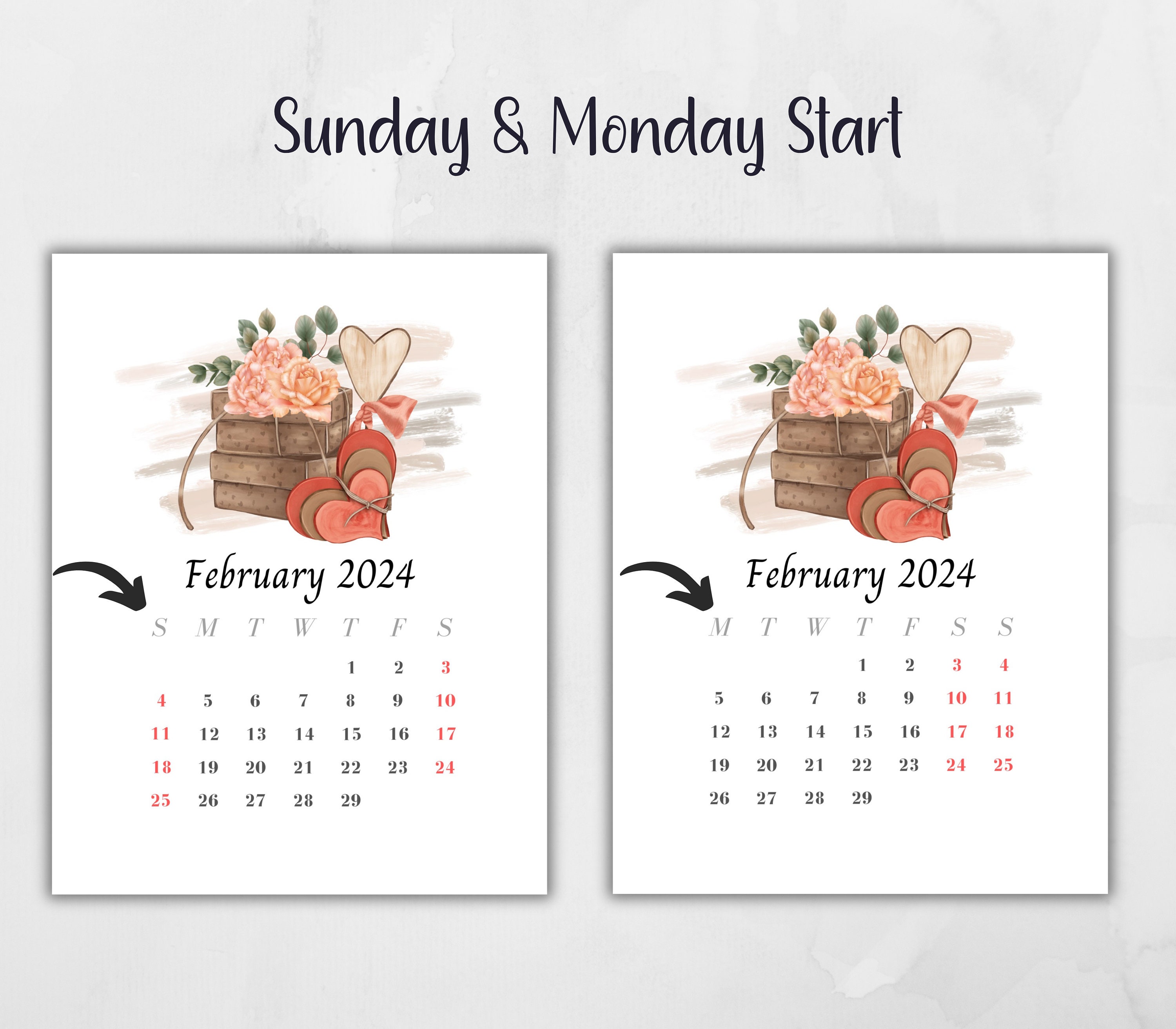 2024 Topical Calendar Printable Monthly Charm Special Event Etsy