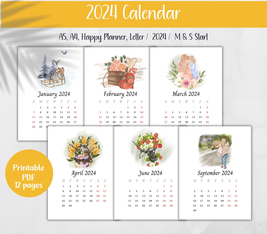 2025 Topical Calendar Printable Monthly Charm Special Event Etsy