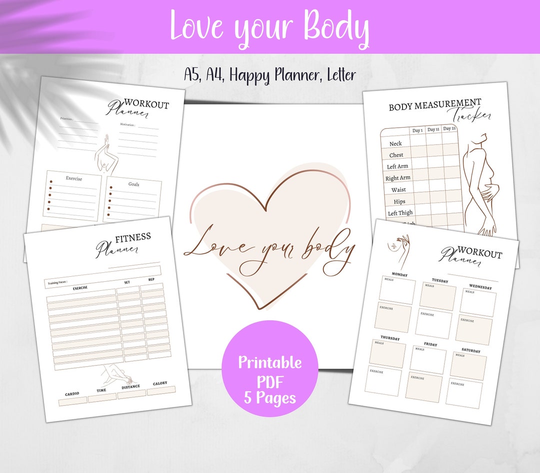 Printable Workout Planner Pages, Fitness Journal, Weight Loss Tracker ...
