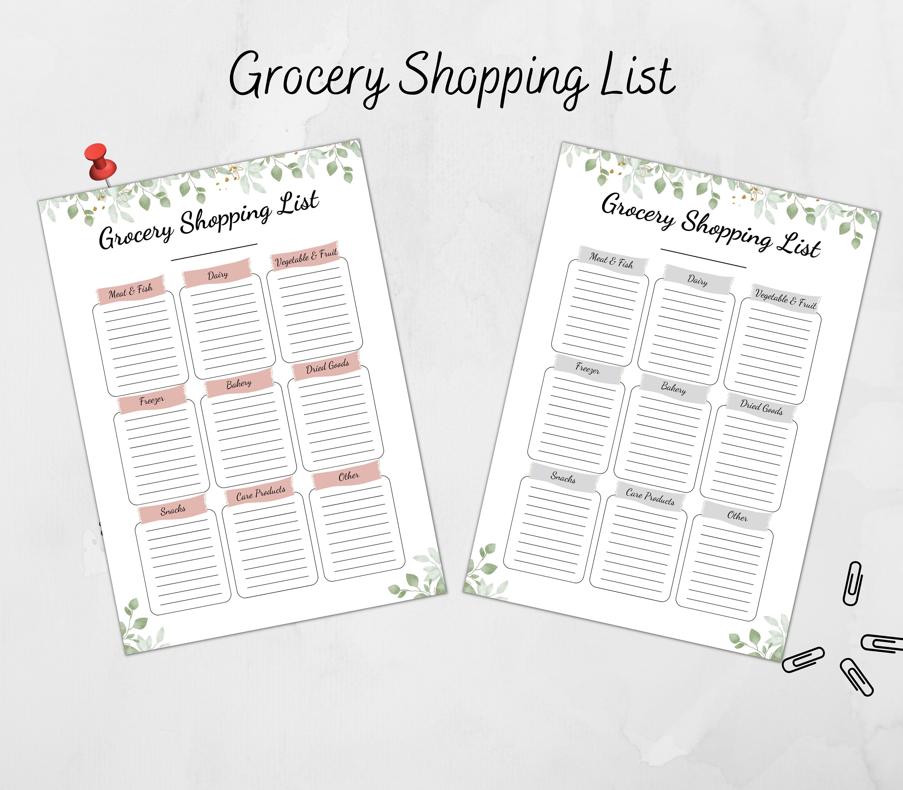 Printable Weekly Meal Planner & Grocery List (A5 A4 Letter) (PDF) - Etsy