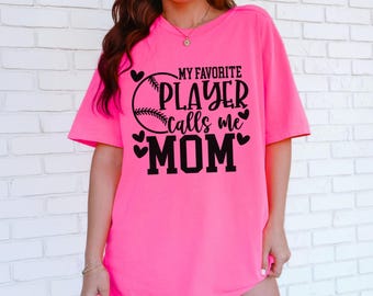 Baseball Mom Shirt: Neon Pink Gameday Tee - My Favorite Player