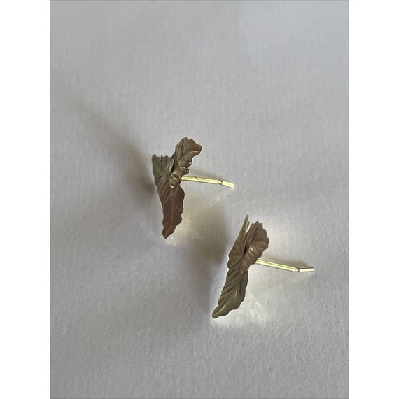 Vintage Leaf Shape Earrings Rose Gold 14 K Women’… - image 2