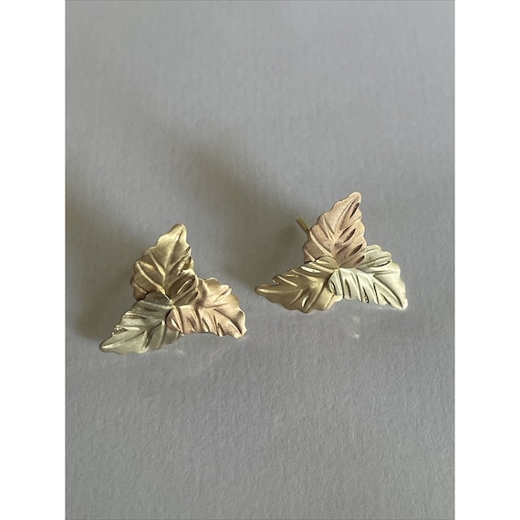 Vintage Leaf Shape Earrings Rose Gold 14 K Women’… - image 1