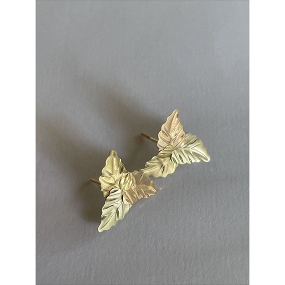 Vintage Leaf Shape Earrings Rose Gold 14 K Women’… - image 3