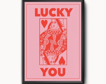 Affiche de luxe, Tarot de l’affiche, carte de tarot, carte à jouer de l’affiche Queen Heart - Lucky You