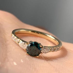 Teal Sapphire Ring Genuine Teal Sapphire Engagment Ring 925 Sterling silver Bridal wedding Ring women Ring Unique Ring personalized gift