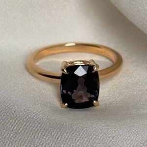 Bague de fiançailles en spinelle gris : argent sterling 925, accents de diamants américains