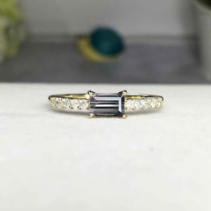 Bague de fiançailles en spinelle gris : bague de mariée en argent sterling 925