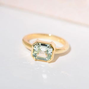 Mint Green Tourmaline Ring: 925 Sterling Silver, Emerald Cut