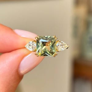 Mint Green Tourmaline Ring: 925 Sterling Silver, Emerald Cut