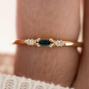 Teal Sapphire Ring Genuine Teal Sapphire Engagment Ring 925 Sterling silver Bridal wedding Ring women Ring Unique Ring personalized gift
