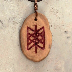 Handcarved &quot;Web of Wyrd&quot; on Deer antler necklace