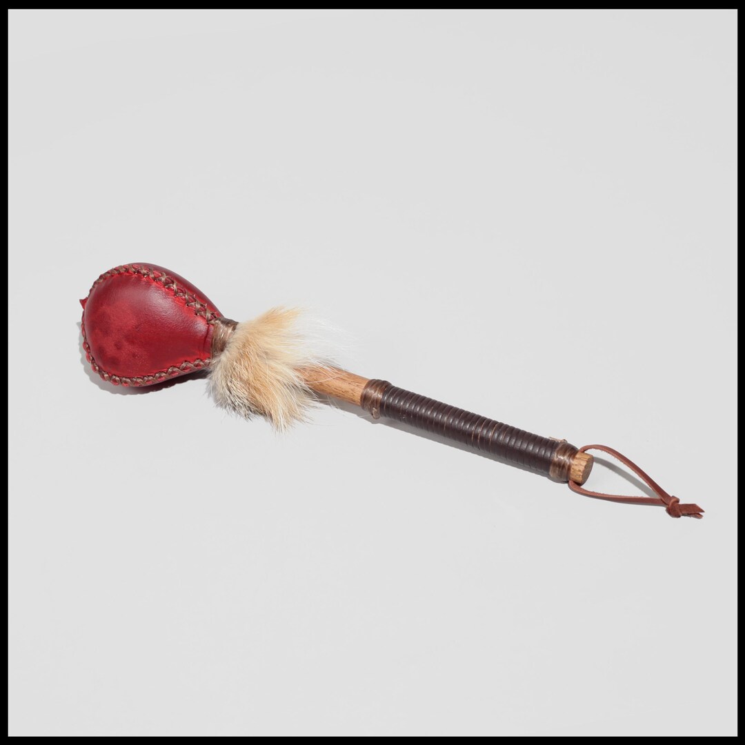 12” Crimson Deer Hide “3-sided” Rattle W/ Fox Fur - Etsy