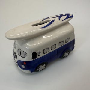 VW Camper Van Transporter Novelty Blue Money Box