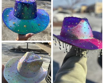 Irredescent studded Cowboy Hats