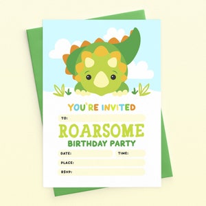 Dinosaur Birthday Party Invitation - Printable Invite, Instant Digital Download