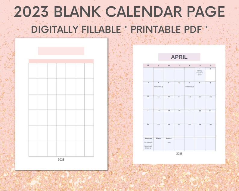 Customizable Monthly Calendar Grid - Fillable and Printable PDF ...