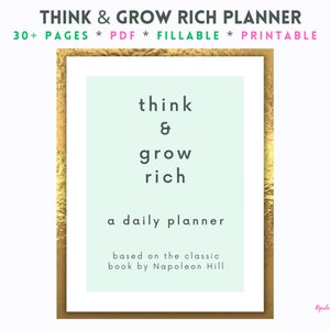 Think and Grow Rich Planner Printable | Fillable PDF | Think and Grow Rich Journal | Financial Success | Inspired by Book by Napoleon Hill