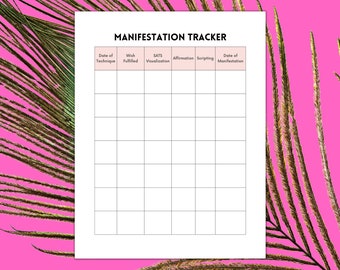 Hoja de trabajo de manifestación rellenable / Seguimiento de sus manifestaciones/ Plantilla de seguimiento diario / Descarga digital / PDF / Tamaño carta de EE. UU.