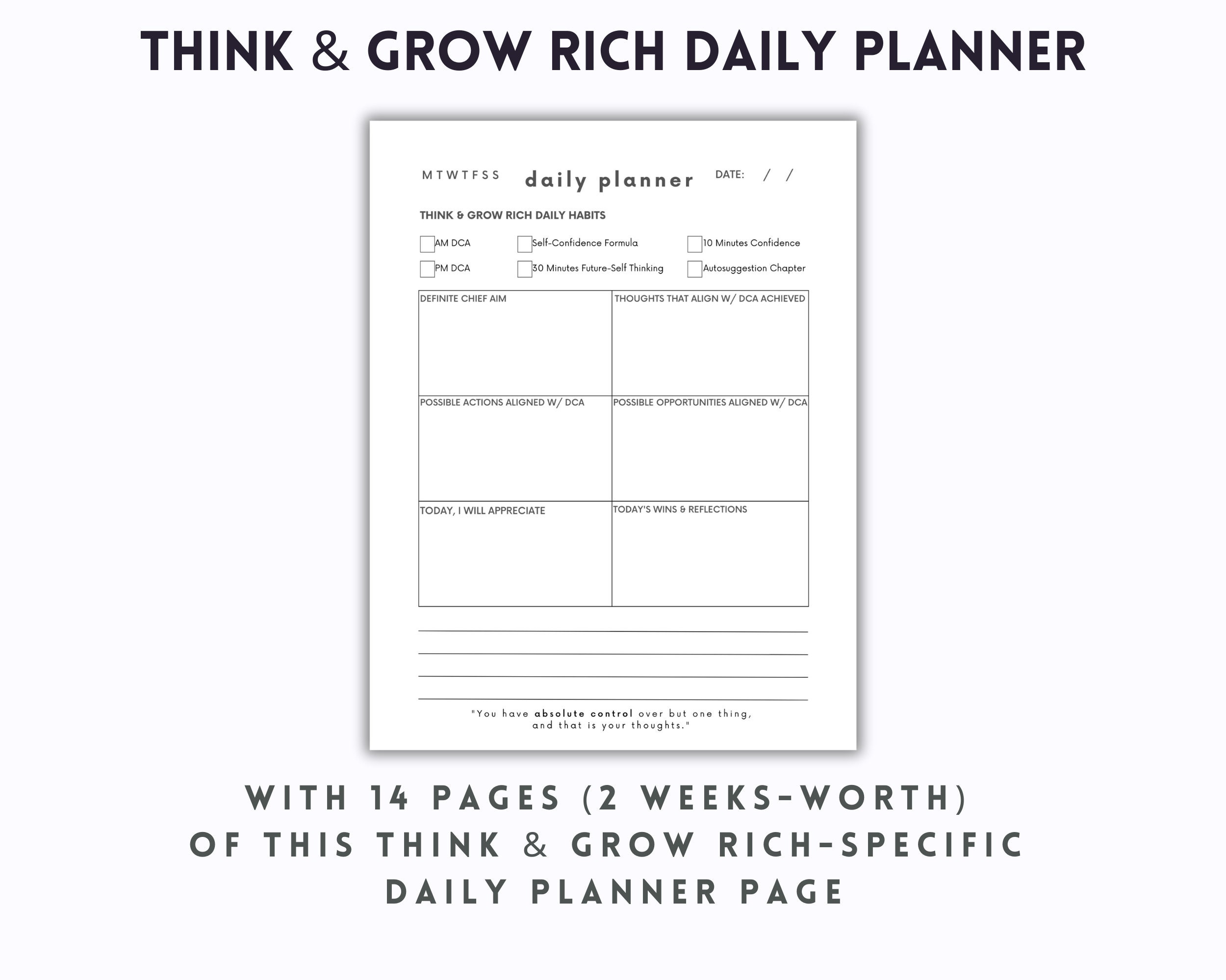 Think and Grow Rich Bundle | Printable Fillable PDF | Think and Grow