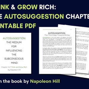 Think and Grow Rich | Autosuggestion Chapter | Printable PDF | A4 and Letter Size | Think & Grow Rich by Napoleon Hill |  Chapter 4