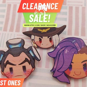 Overwatch Wooden Pins - B-Stock Tanks, Supports and DPS!