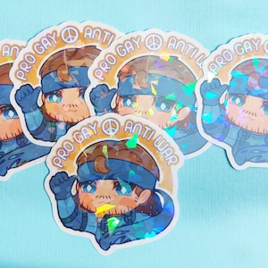 Solid Snake Shiny Pro Gay Anti War Stickers - Metal Gear Solid