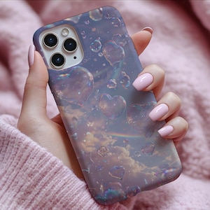 Coquette Heart Bubble Phone Case, Soft Girl Aesthetic Case Pastel for iPhone 16 15 14 13 Pro Max, Samsung S25 S24 S23, Google Pixel 9 8 Pro