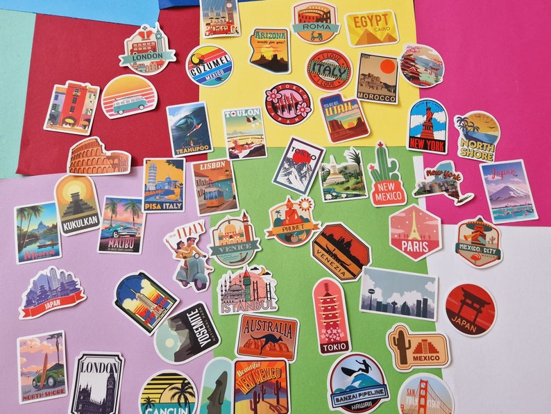 50 Piece Cute Travelling City Stickers Country Stickers London NY Paris