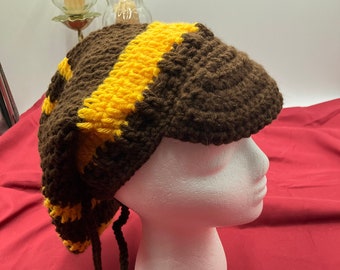 Rasta Hat w/Brim | Slouchy Hat | Long Hair Hat | Dread Lock Hat