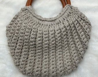 Beige Crocheted Plum Shaped Purse